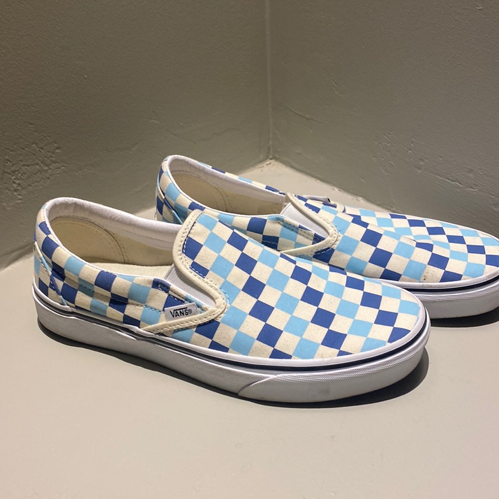 Blue Checkered vans size 8 in mens size 9.5 in women’s